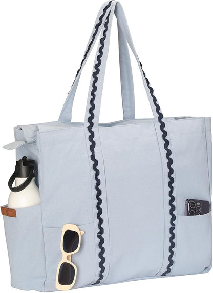 Folkulture Beach Tote Bags For Women, Beach Must Haves 2026-18x15 Inch | Waterproof,Sandproof, Large Tote Bags for Women, Swimming Pool, Beach Essentials, Simple Modern Pool Bag, Bolsos Para Mujeres - color: Ice Blue