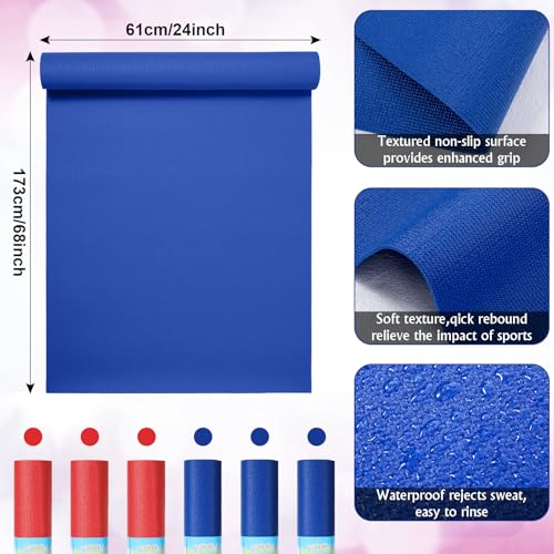 Amylove 12 Pieces Yoga Mats Bulk 68x24x0.12 Inch Exercise Non Slip Fitness Workout Mats for Women Men Home Workout Gym Yoga - color: Red, Dark Blue