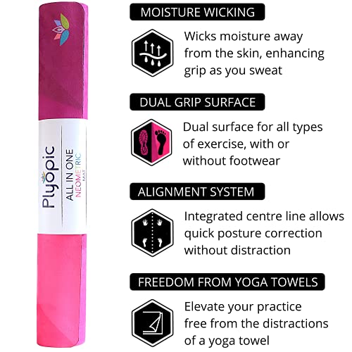 Plyopic All In One Yoga Mat | Luxury Sweat-Grip Mat/Towel Combo | Ideal for Yoga, Hot Yoga, Bikram, Pilates, Workout & Exercise | Eco-Friendly Natural Rubber - color: Neometric