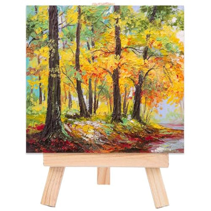 Eboot 12 Pack 5" Mini Wood Display Easel Natural Wooden Tripod Holder Stand Artist Mini Easel Tabletop Canvas Stand for Painting Arts Crafts Easels for Display Card Photo