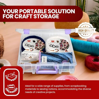 ArtBin Essentials 12 x 12 One-Compartment Craft Box, Clear | One Open Compartment, 15.25 x 14 x 3.5 Inches, Secure Latches, Stackable, Durable Polypropylene - color: Purple, size: 1 Pack