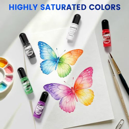 Acrylic Ink - 54 Colors Alcohol Ink Set, Quick Dry Acrylic Drawing Inks | for Artists, Pearl Colors Long Last Epoxy Dye for Resin Art, Painting, Petri Dish Making, Quick Blending