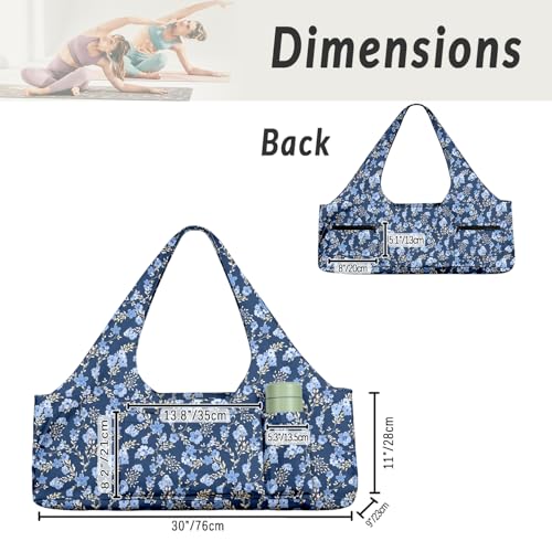 Yoga Mat Bag for Women Men Large Yoga Bag Travel - color: Blue Flowers