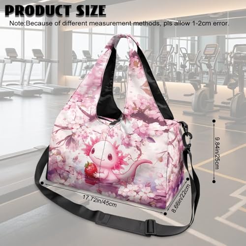 Gym Bag with Yoga Mat Holder Large Tote Bag With Multi Pockets for Women Men Dry Wet Separated Pocket Carryall Yoga Tote Bag for Pilates Travel Workout Office - color: Cute Salamander