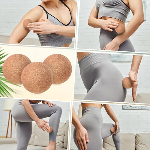 Seenelling 50 Pcs Cork Massage Ball Solid Hard Myofascial Release Yoga Ball for Back Foot Neck Pain Therapy Portable Tissue Muscle Release Tool for Home Office Travel (2 Inch) - size: 2 inches