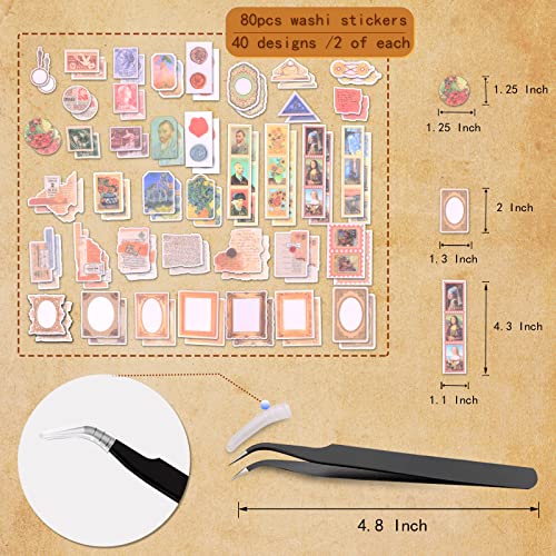 200Pcs Vintage Scrapbook Stickers, Aesthetic Junk Journal Stamping Supplies Kit, Scrapbooking Ephemera Washi Paper for Bullet Journaling Planners Diary Collage (Artistic) - style: Artistic