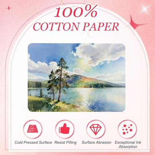 MECCANIXITY 40Sheets Watercolor Postcards, 100% Cotton 4"x6" Watercolor Paper Blank Postcard W Yellow Cap White Waistband Cold Pressed for Mailing Painting Invitation Card(140lb/300gsm) Yellow - color: Yellow