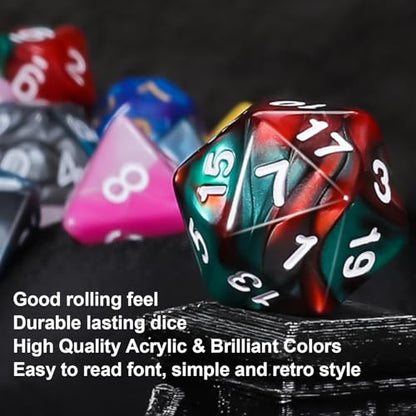 QMAY Mystery Dice Set – 7 Pcs Acrylic Polyhedral Dice + 1 Pcs Velvet Bag - style: 1 bag Mystery Dice