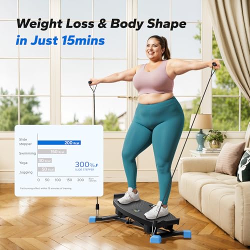 MERACH Balance Board for Adults, Rocking Stepper with Resistance Bands - color: Black&Blue
