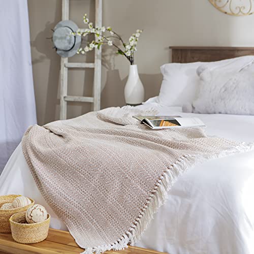 DII Herringbone Striped Collection Cotton Throw Blanket, 50x60, Gray - color: Gray, size: 50x60"
