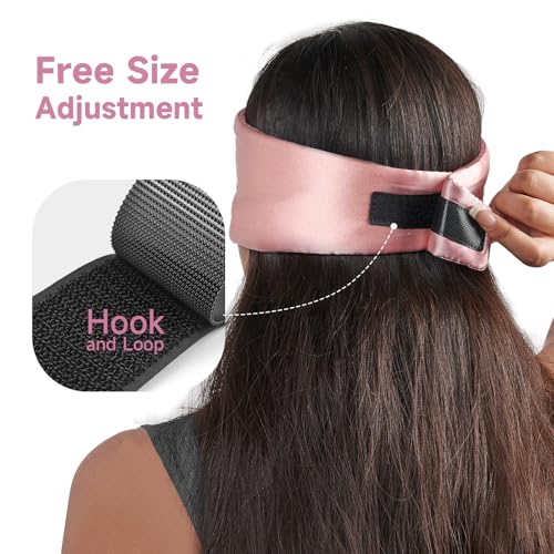 Umisleep Satin Sleep Mask for Side Sleeper, Blackout Eye Mask for Women Men - color: Pink