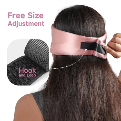 Umisleep Satin Sleep Mask for Side Sleeper, Blackout Eye Mask for Women Men - color: Pink