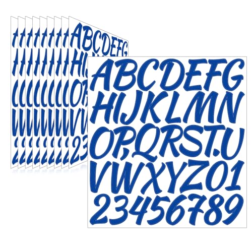 Letter Stickers,Mailbox Numbers,2 Inch Waterproof Vinyl Alphabet | 2 Inch Blue,380 Pieces 10 Sheets,Self Adhesive,Window,Scrapbook,Door,Sign,Car,Outdoor Indoor,Fade Resistant - color: Blue, size: 2 Inch