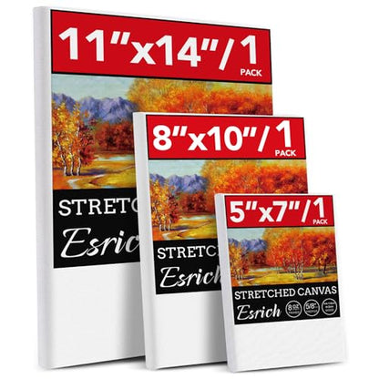 3 Pack Canvases for Painting with Multi Pack 11x14, 5x7, 8x10, Painting Canvas for Oil & Acrylic Paint - size: 3 Packs - 3 Sizes (1 of Each)