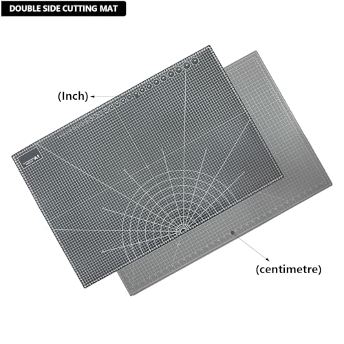 35" x 23" Self Healing PVC Cutting Mat, A1-Black or Gray | Large, Double Sided, Gridded Rotary Cutting Board, For Craft, Quilting, Fabric, Scrapbooking, Sewing - color: A1-Black or Gray