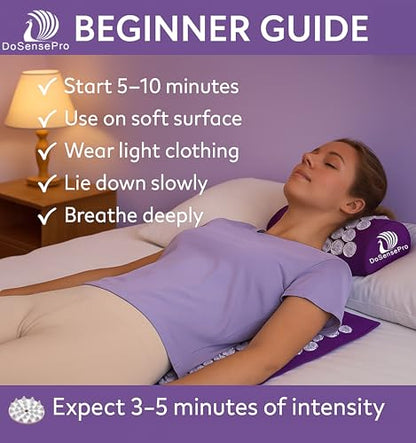 Acupressure Mat & Pillow Set, 4-in-1, 29", Hot/Cold Pack, Purple - color: Purple