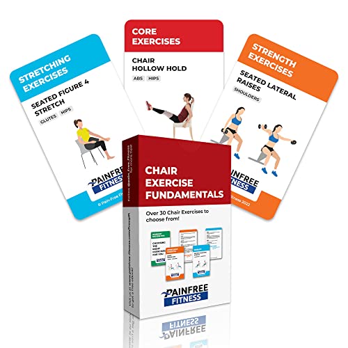 35 Seated Chair Workout Cards for Women & Men 3x5'', Bend & Tear-Resistant