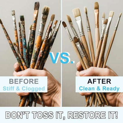 Paint Brush Cleaner 32 fl oz, for Water-Based Acrylic Paints | Gentle Cleaning Solution for Paintbrushes, Airbrushes & Art Tools, Acrylic Paint Cleaner & Airbrush Cleaner