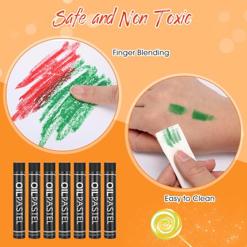 Nezyo 48 Pcs Black Oil Pastels Bulk Soft Oil Crayons Single Color Creamy Pastels Stick Refill Set Art Supplies for Artists Beginners Art Painting Drawing Blending Graffiti - color: Black