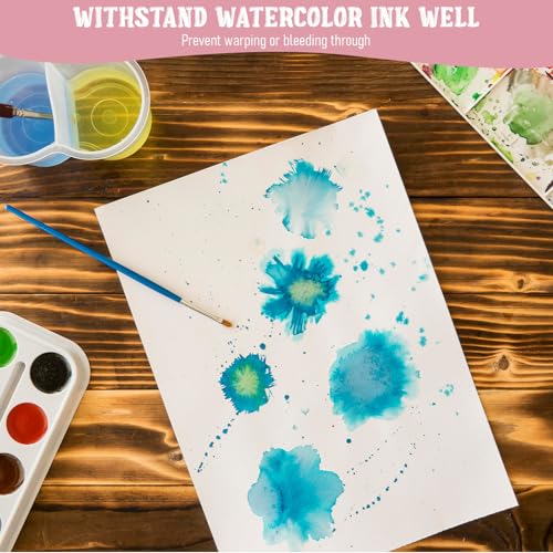 100 Pack 5x7 Inch Blank Watercolor Cards with Envelopes, Heavyweight 140lb Greeting Cards with 5pcs Heart-Shaped Metal Stickers and 10pcs Gold-Stamped Thankyou Envelope Sealing Stickers