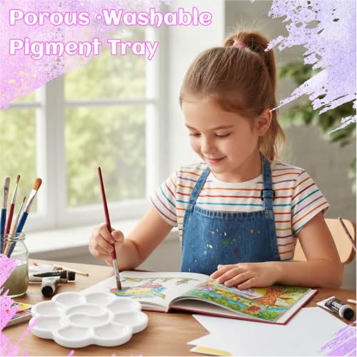 Paint Palettes, 50 Pcs, One Time Use Plastic, White 5.1 inch | Mini Watercolor Painting Palettes for Students, Kids, Paint Holder, DIY Craft Class, Paintings - color: White