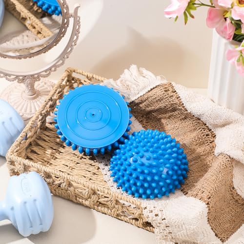 Threlaco 2 Pcs Half Round Massage Ball for Feet Blue Spiky Massage Ball for Adults Sports, Stability Training, Muscle Balancing Therapy, Yoga Gymnastics Exercise - color: Blue