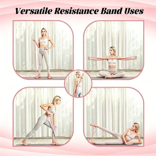 Silicone Figure 8 Resistance Band for Shoulder Back Stretch | 8-Shaped Resistance Band, Thickened Seamless Silicone, Portable Pilates Home Office Travel Use, For Men & Women, Pink