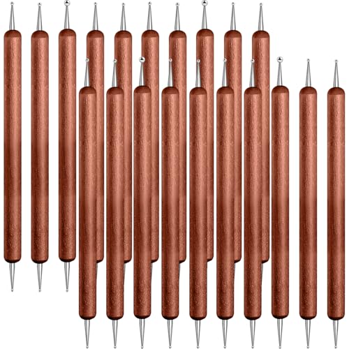20Pcs Dotting Tools for Painting,Wooden Embossing Tools Tracing Stylus for Transfer Paper Drawing Paper - color: Mahogany Color