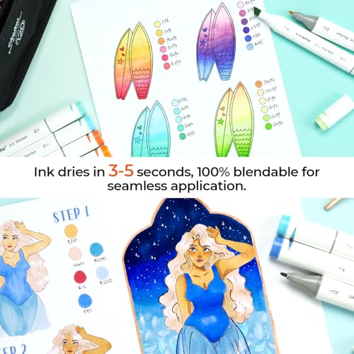 Ohuhu 8.5"x11" Double-Sided Bleedproof Marker Pad Art Sketchbook 60 Sheets | Large Sketch Book - 90 LB/150 GSM Smooth Drawing Paper - 60 Sheets/120 Pages -Hardcover Sketch Pad for Alcohol Markers Paints - size: 8.5" x 11"