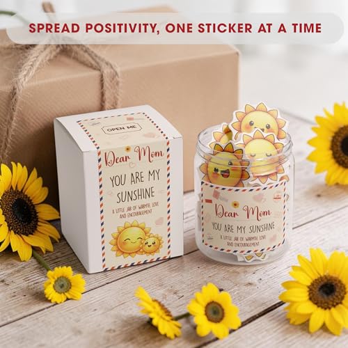 Birthday Gifts for Mom, Dear Mom You Are My Sunshine Jar, 60 Positive Notes - color: kat-K-You Are My Sunshine JAR