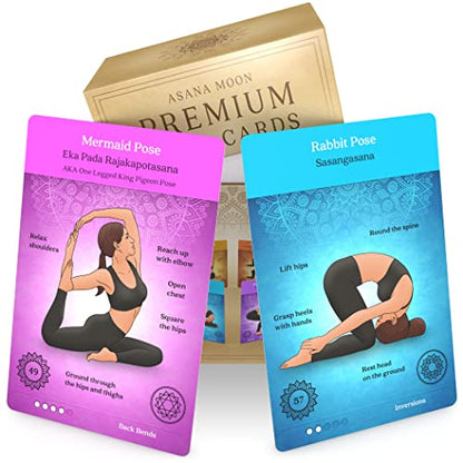 Asana Moon Yoga Cards and Stress Relief Cards Bundle – Yoga Sequencing Deck and Stress Relief Deck with Exercises on Mindfulness, Meditation, Anxiety Relief, and Relaxation