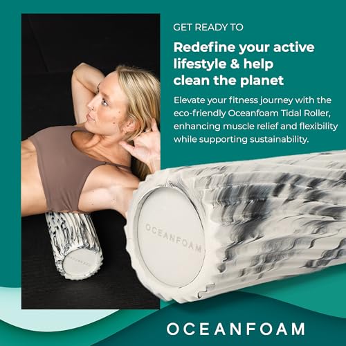 Oceanfoam Tidal Roller - Black Marbled - Muscle Massage Foam Roller for Back Pain & Stretching - Firm and Ergonomic Wide Wave Textured - Yoga, Athletics, & Wellness - Full Size, 20" x 5" - color: Black Marbled