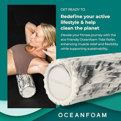 Oceanfoam Tidal Roller - Black Marbled - Muscle Massage Foam Roller for Back Pain & Stretching - Firm and Ergonomic Wide Wave Textured - Yoga, Athletics, & Wellness - Full Size, 20" x 5" - color: Black Marbled