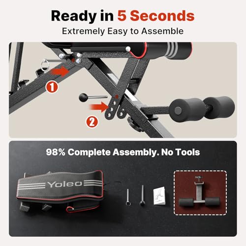 YOLEO Adjustable Weight Bench, ASTM-Certified 827LBS - size: L