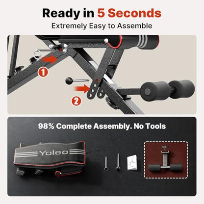 YOLEO Adjustable Weight Bench, ASTM-Certified 827LBS - size: L