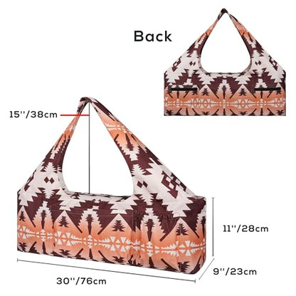 Yoga Mat Bag - Large Yoga Bag with Yoga Mat Strap, Zipper and Pockets - Yoga Bags and Carriers Fits All Your Stuff - Personalized Yoga Mat Bags for Women Fits Most Size Mats - color: Boho Camel