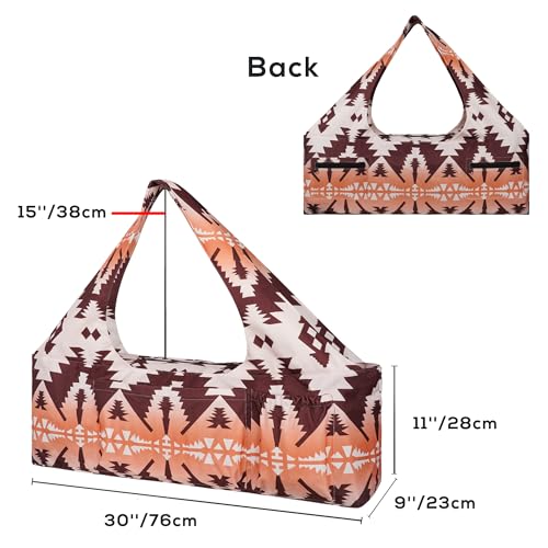 Yoga Mat Bag - Large Yoga Bag with Yoga Mat Strap, Zipper and Pockets - Yoga Bags and Carriers Fits All Your Stuff - Personalized Yoga Mat Bags for Women Fits Most Size Mats - color: Boho Camel