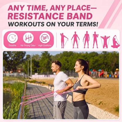 Seenelling Resistance Bands Set, Pull up Exercise Loop,Berry Pink,6 Levels | Loop Design Training Bands for Full-body Strength Stretching, Yoga, Portable Home Gym, Targets Legs Arms Back Glutes