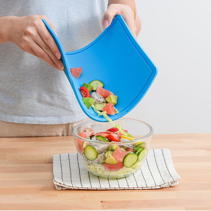 Liflicon Thick Silicone Cutting Board 12.6'' x 9.1'' Foldable & Flexible Design Juice Grooves Easy Grip Handle Dishwasher Safe-Blue - color: Blue, size: 12.6"L x 9.1"W