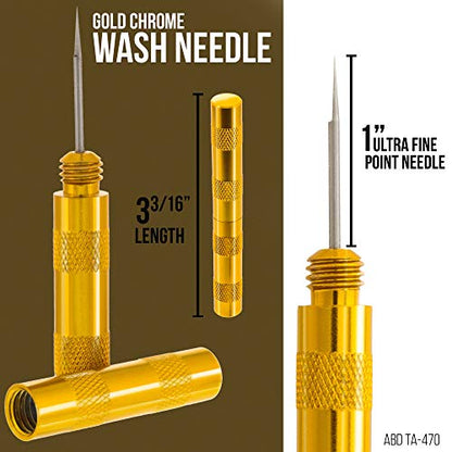 Master Airbrush 13 Piece Airbrush Cleaning Kit, Needles, Brushes, Glass Pot | Glass Cleaning Pot Jar with Holder, 5 pc Cleaning Needles, 5 pc Cleaning Brushes, 1 Wash Needle, & How to Link Card
