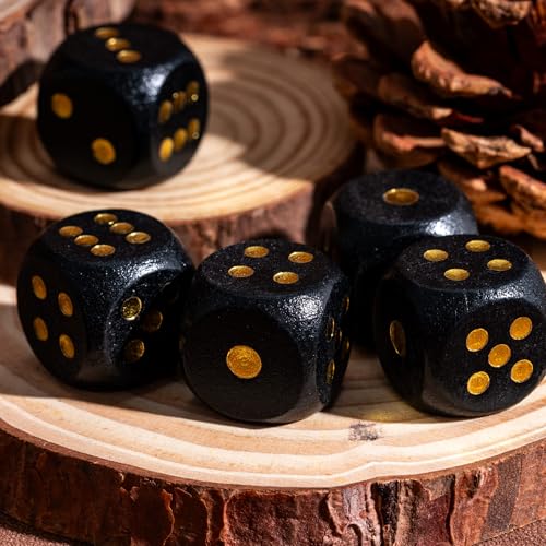 Wooden D6 Dice Set 10PCS 16mm 6 Sided Dice for DND RPG Board Games - color: D6-black G