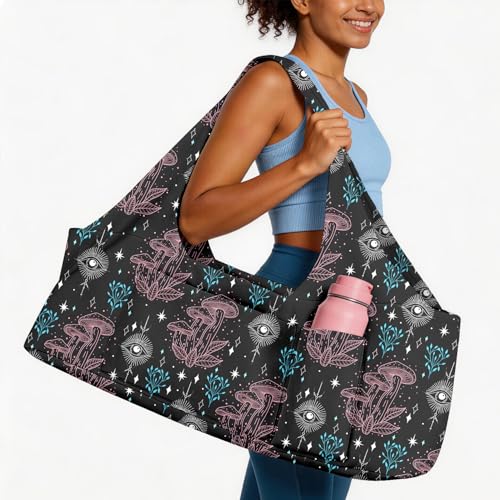 Yoga Mat Bag for Women Men Large Yoga Bag Travel - color: Mushroom