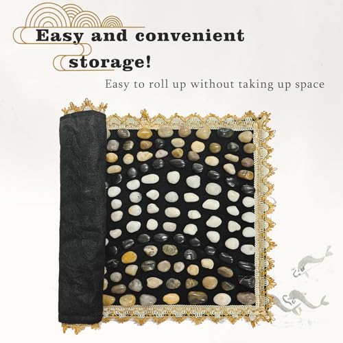 Acupressure Mat for Feet, Reflexology Foot Massager Pad with Pebbles | Natural cobblestone foot massager mat with flexible base & lace border. Stimulates acupoints for pain relief & relaxation - color: Pebble-boulevard