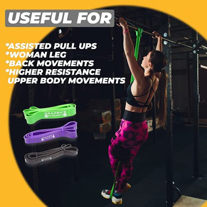 Draper's Strength Heavy Duty Resistance Stretch Loop Bands for Powerlifting Workout Exercise and Assisted Pull Ups - color: #02 Red