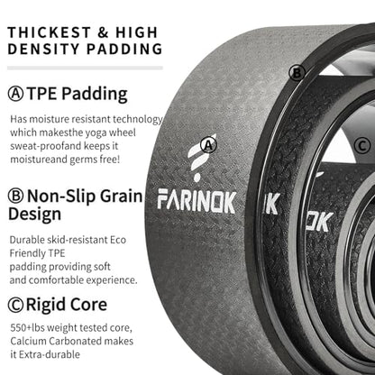 Yoga Wheel for Back Pain Relief, Back Roller Wheel with Extra Cushion | Wider & Thickest Foam, Stretches and Strengthens Core Muscles - style: SET OF 4(Black)