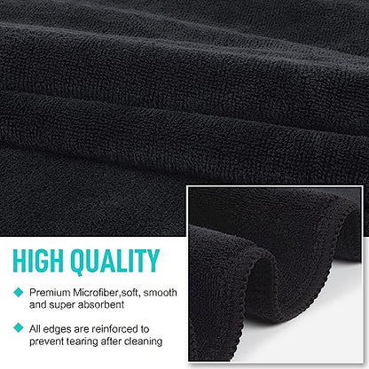SINLAND Microfiber Gym Towels, Workout Sweat Towel 16x32In - color: Blackx3