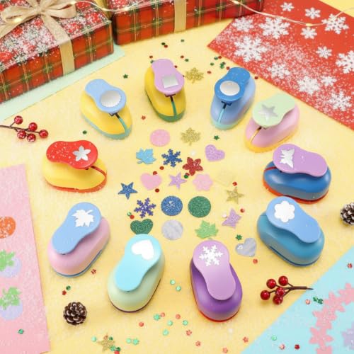 Harloon 10 Pcs Craft Hole Punch Shapes 1 Inch Paper Punch Hole Mix Shapes Cutters for Paper Crafting Scrapbooking Office Supplies(Classic) - style: Classic