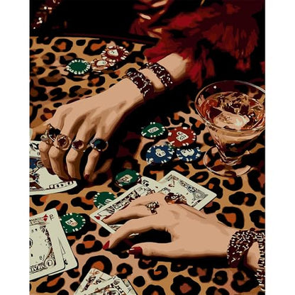 Leopard Diamond Art Kits for Adults,Lucky Diamond Painting Kits 12X16 Inch | 5D Diamond Art Paintings for Beginners,Round Full Drill Diamond Dot Tools Kit,Extra Diamonds,Stress Relief Craft,DIY Gift - color: Poker-0305