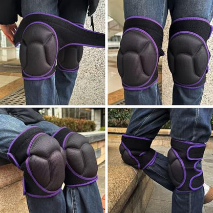 Gardening Knee Pads for Men, Woman Adjustable Foam Pad, Purple L (1 Pair) - color: Purple, size: Large