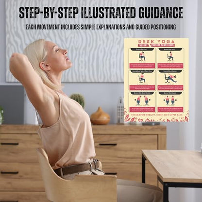 Desk Yoga 7-Day Seated Stretching Routine – Chair Yoga Workout Charts, Office Exercise Program for Neck, Shoulders & Back, Daily Mobility & Stretch Guide for Home or Work